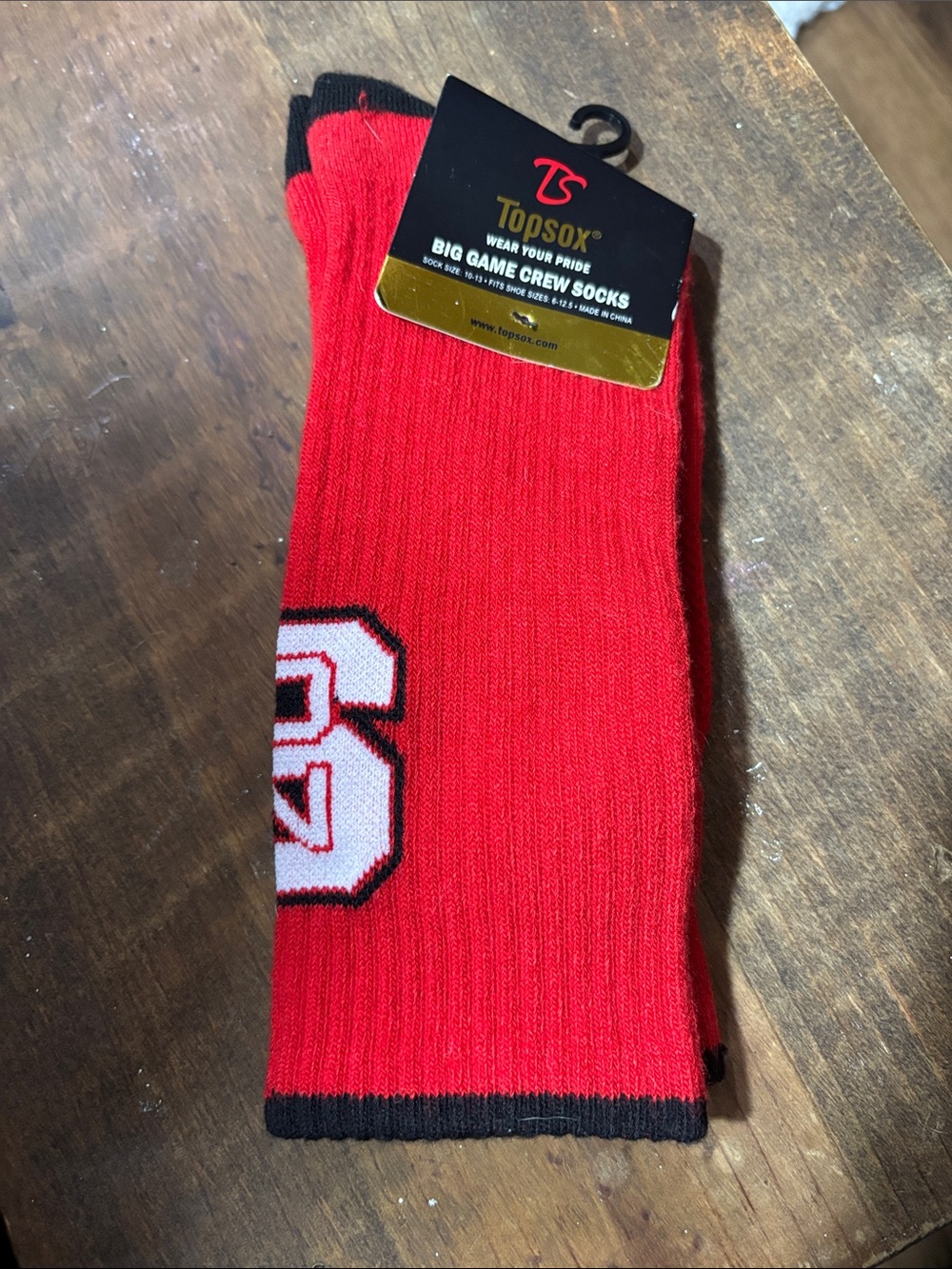 NC State Red Athletic Crew Socks - Men's Big Game Design NWT
